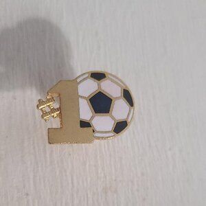 Soccer Number One #1 Vintage Lapel Pin Tie Tack Brooch - Player Team Award Ball